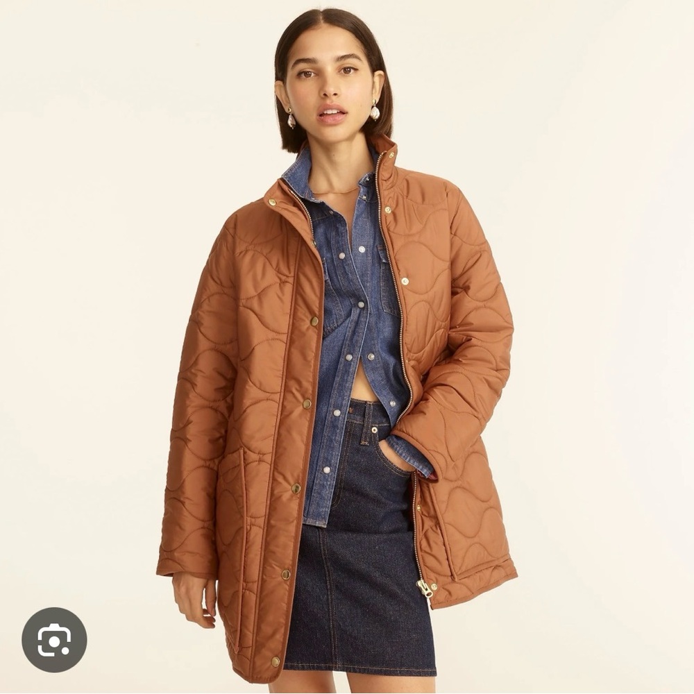 J Crew Quilted Signature Cocoon Puffer Jacket W/ Primaloft, High Neck Sz XST